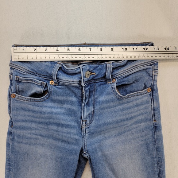 American Eagle Jeans Womens 2 Short Blue Kick Boot Mid Rise Stretch Denim - Picture 9 of 11